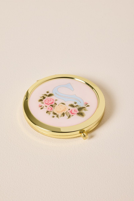 Floral Initial Compact Mirror