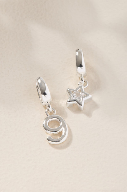 Star and Number Charm Set Silver