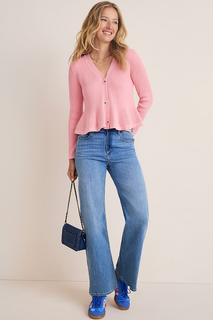 Denise Rib Knit Peplum Cardigan