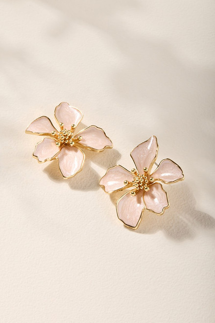 Tessa Pink Enamel Flower Stud Earrings