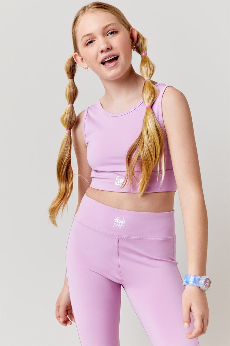 Hello Franki Sport V-Back Purple Sports Bra for girls