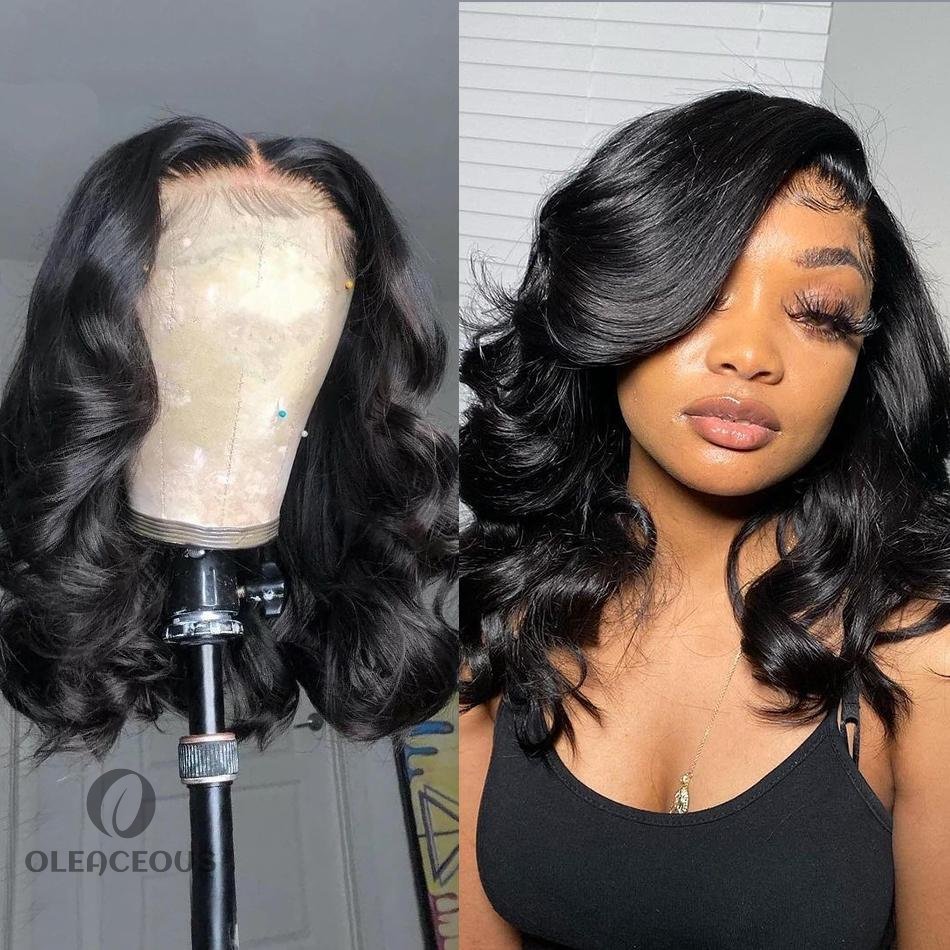 Women Soft Body Wave Wig Black Medium Hair