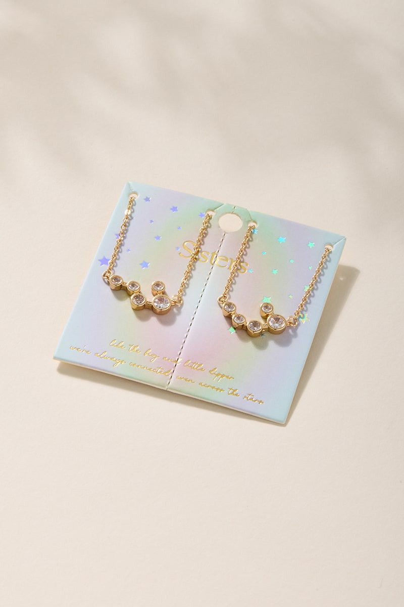 Sisters Bezel Cluster Pendant Necklace Set