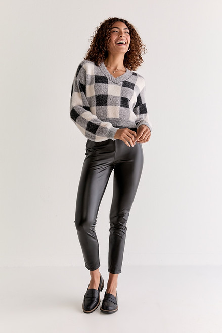 Dolores Fuzzy Check Pullover Sweater