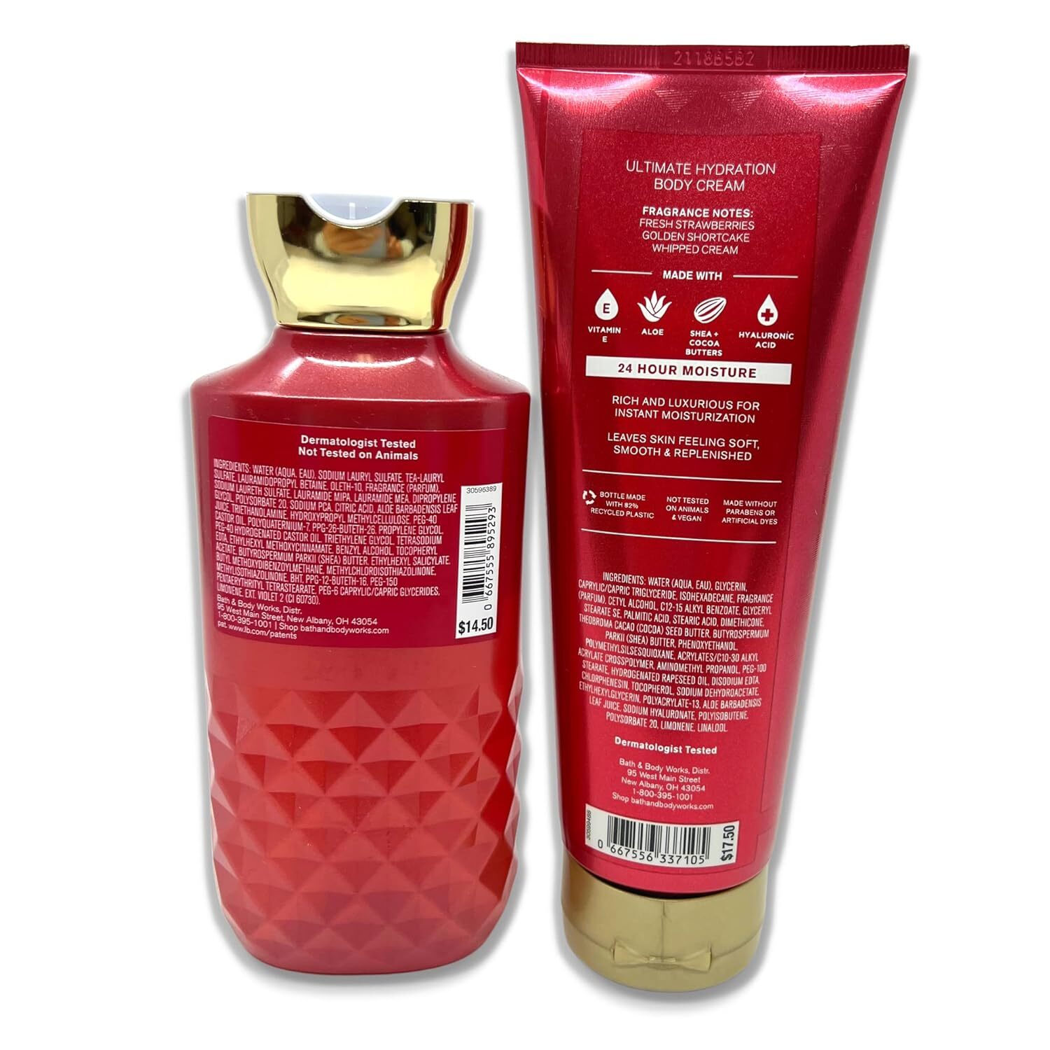 Bath & Body Works - Strawberry Pound Cake - 2 Piece bundle - Shower Gel 10 fl oz and Ultimate Hydration Body Cream 8 oz