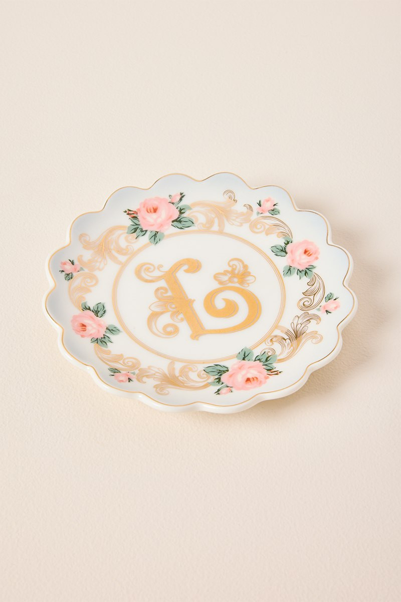 Floral Initial Trinket Tray