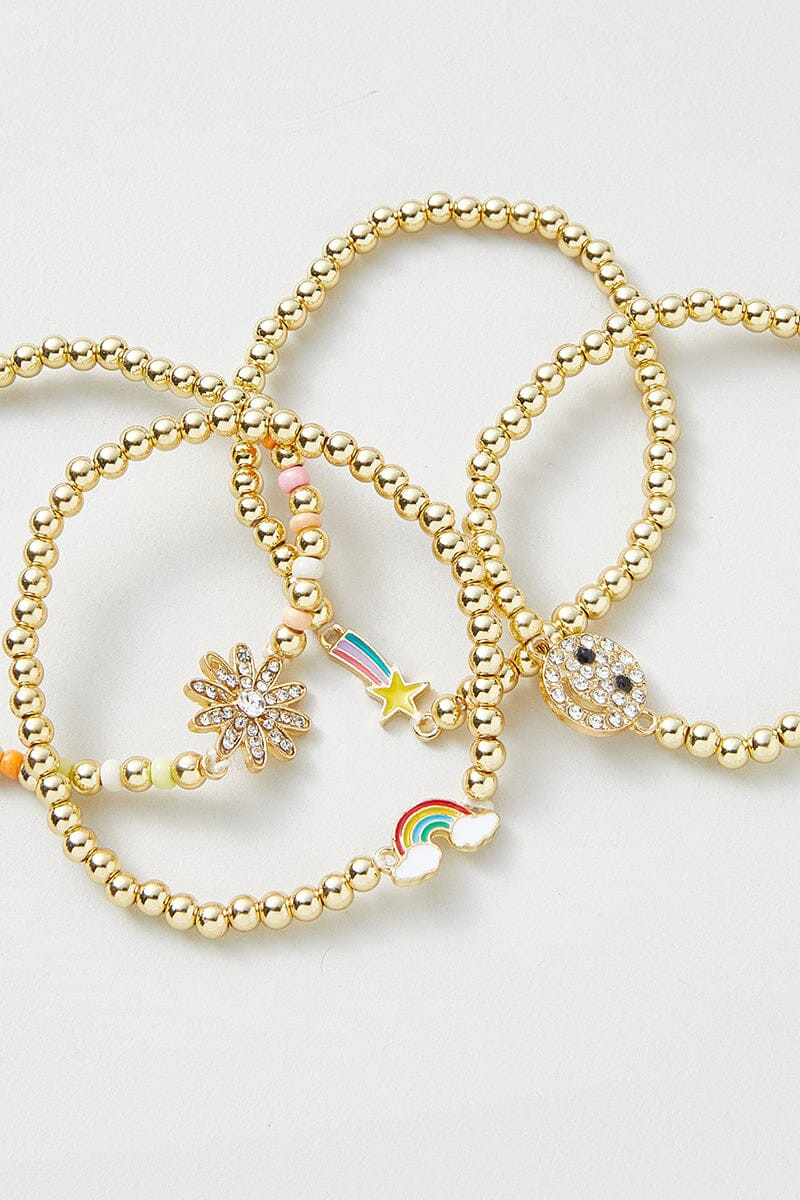 Hello Franki 4 Pk Gold Bead Icon Bracelet Set for girls