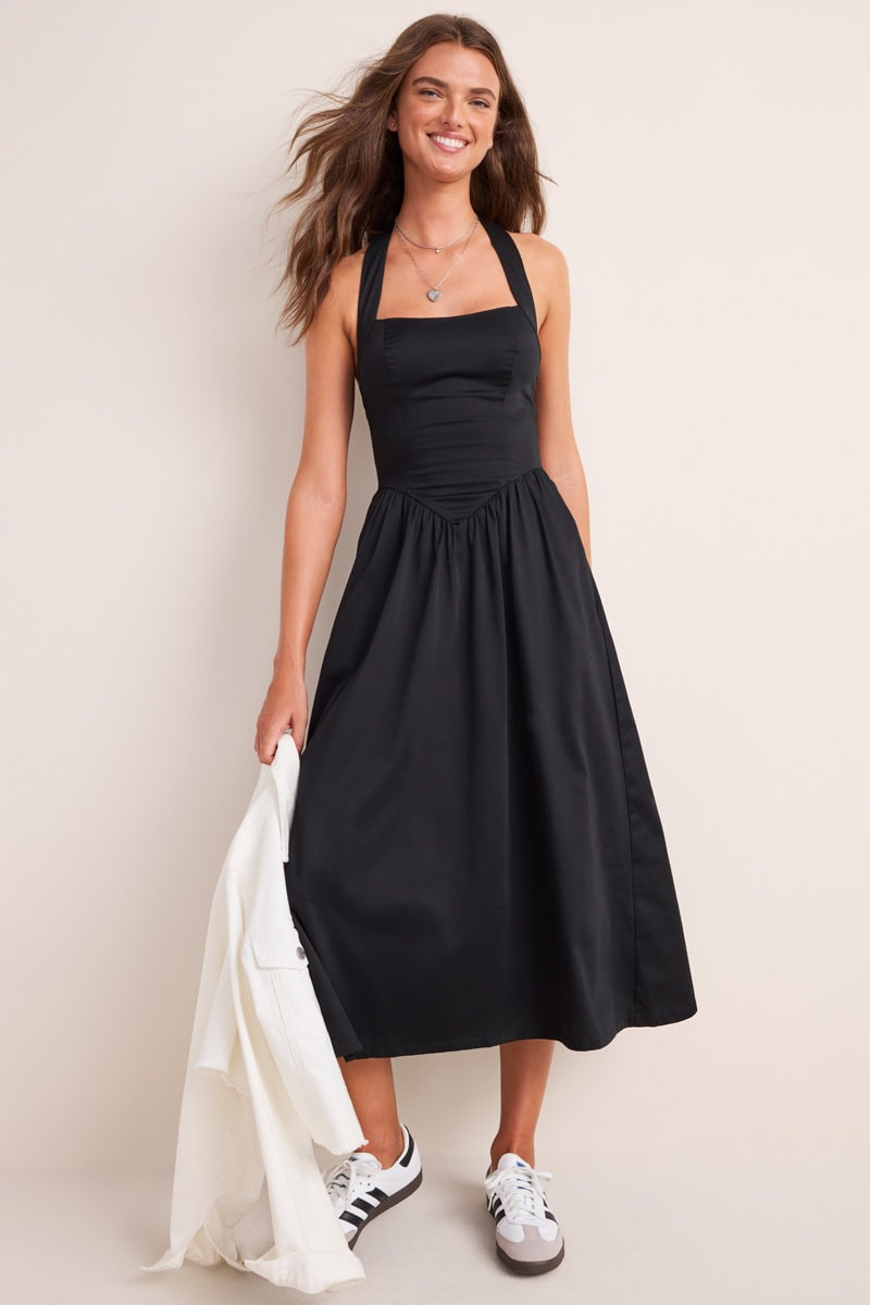 Ivy Drop Waist Halter Midi Dress