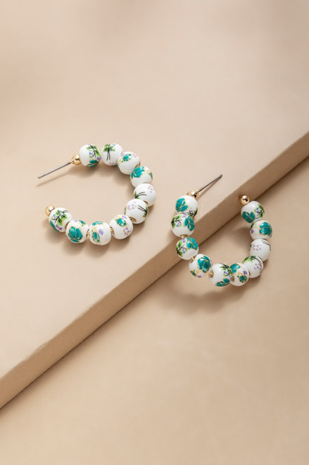 Marie Ceramic Ball Hoop Earrings