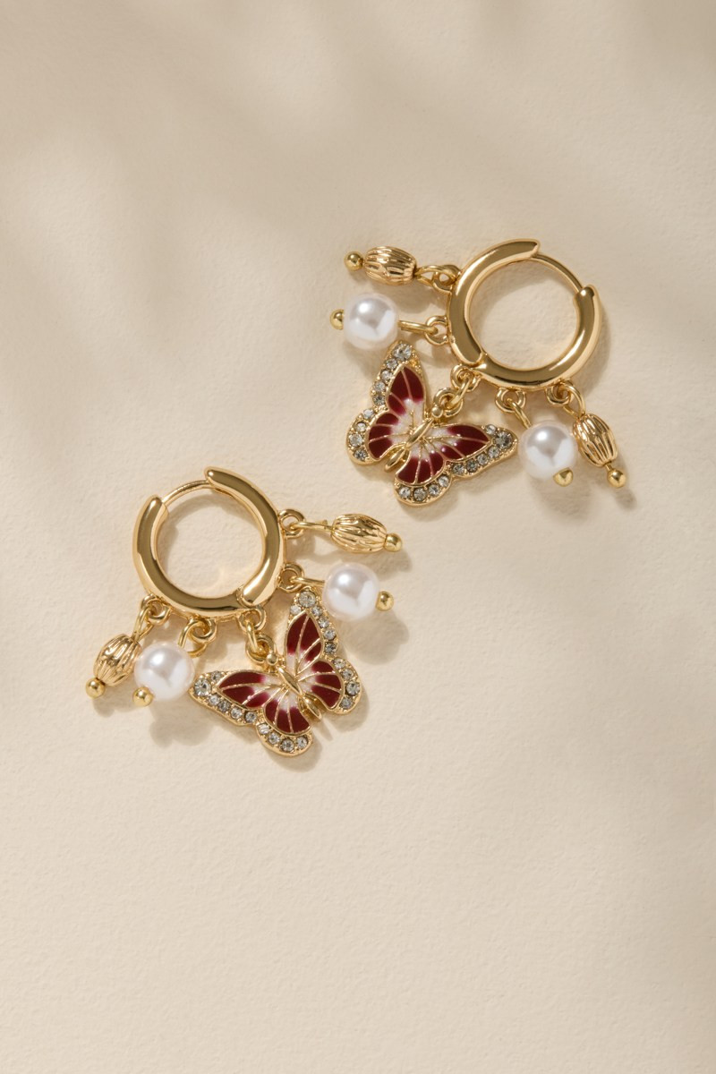 Marisa Butterfly Charm Hoop Earrings