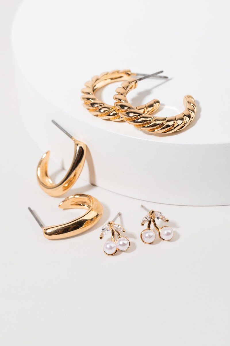 Alycia Cherry J Hook Twist Earrings Mix