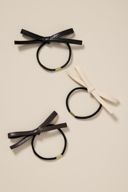 Terri Vegan Leather Bow Hair Tie Set