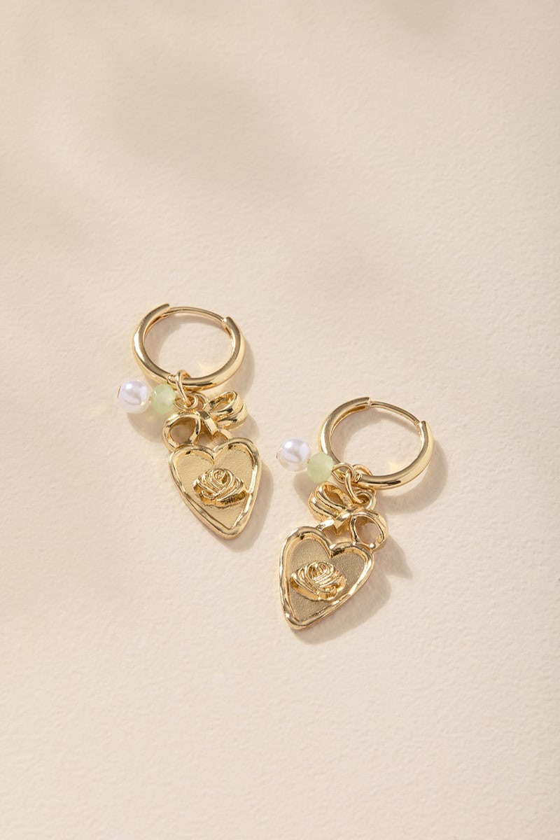 Nora Heart Charm Huggie Hoop Earrings