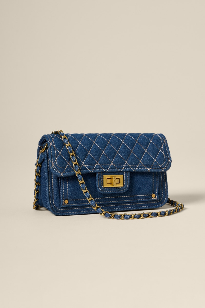 Dianne Denim Quilt Crossbody Bag
