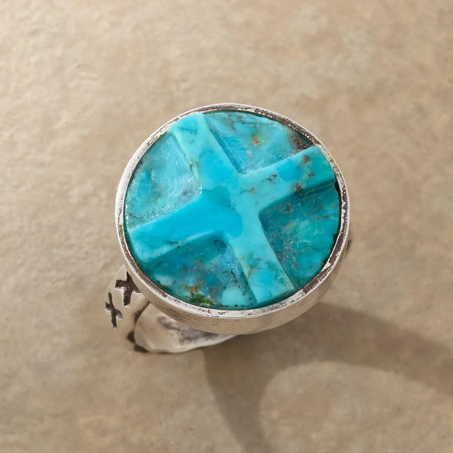 Carved Cross Ring