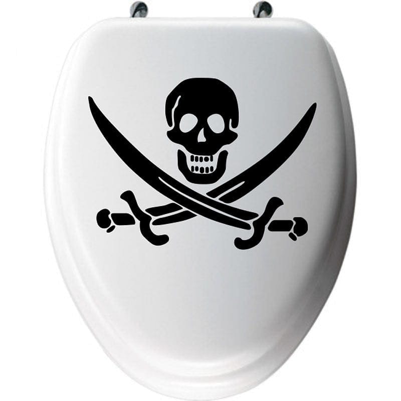 Skull Crossbone Bathroom Vinyl Toilet Sticker
