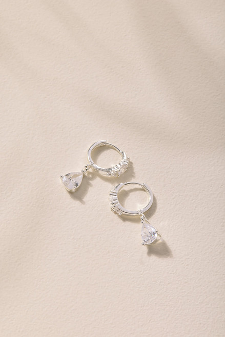 Mona Crystal Inlay Silver Charm Earrings