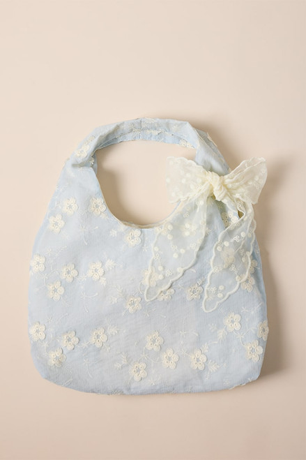 Joan Lace Applique Bow Tote