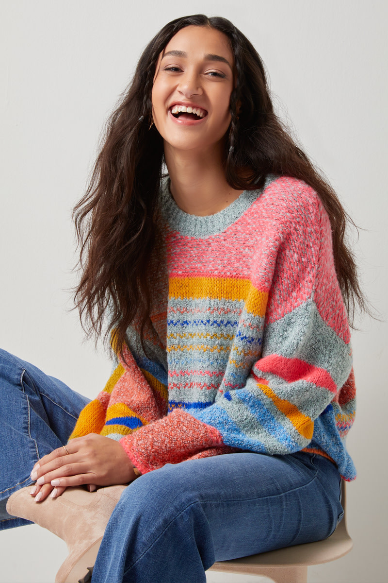 Sharlene Mixed Pattern Pullover