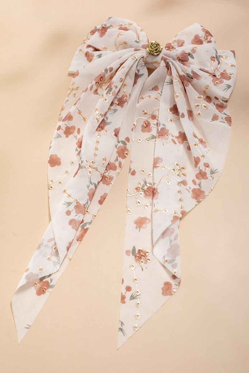 Molly Floral Bow Hair Barrette