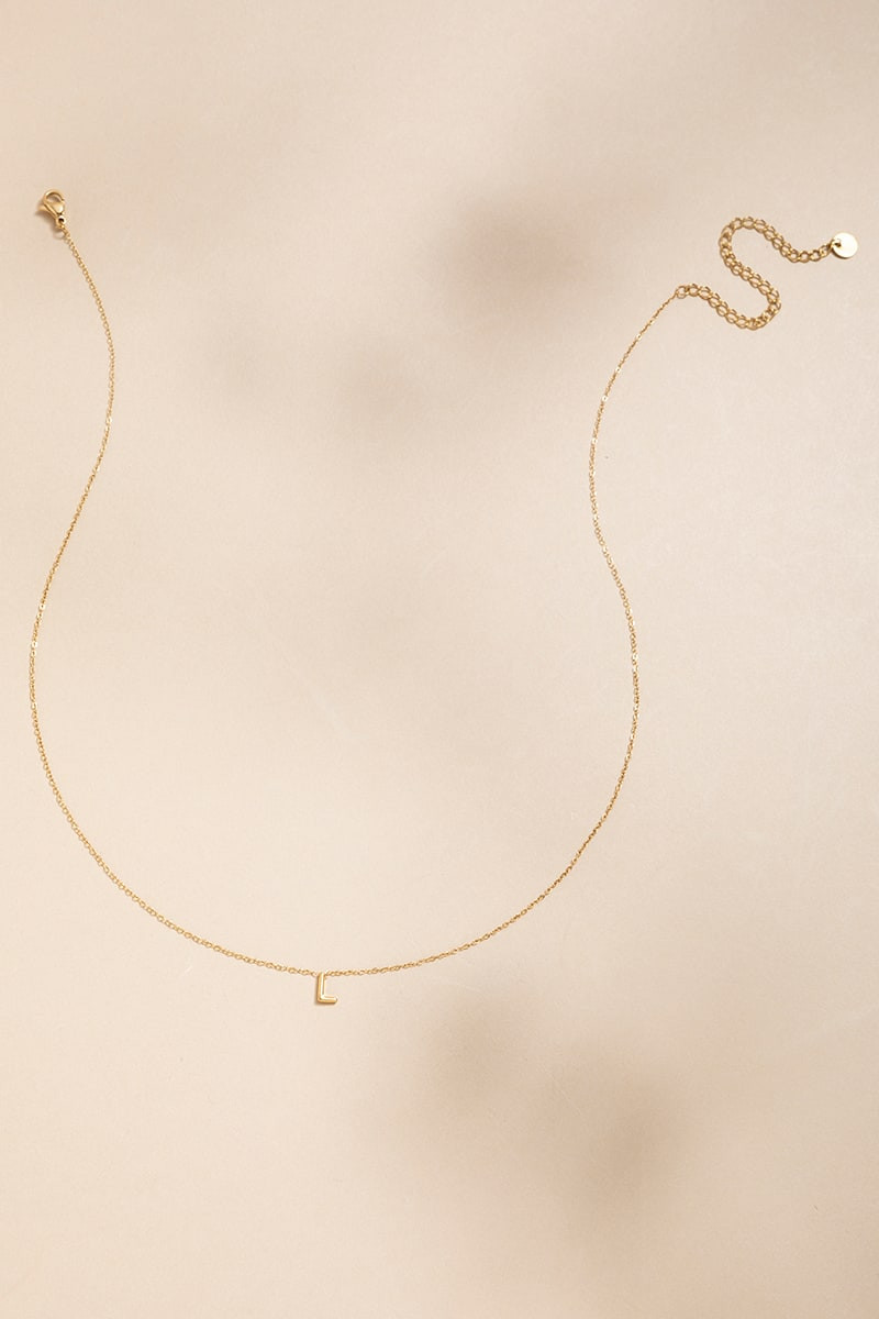 L Mini Initial Stainless Steel Pendant Necklace