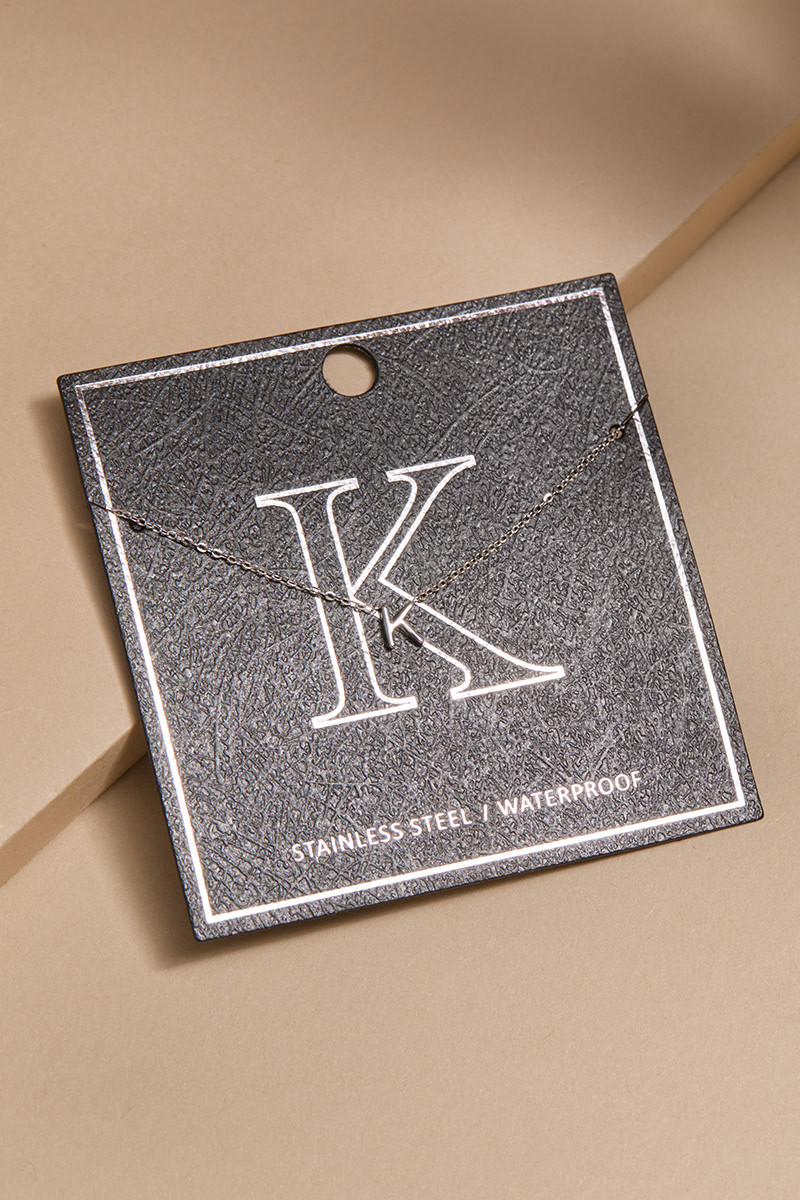 K Stainless Steel Mini Initial Necklace