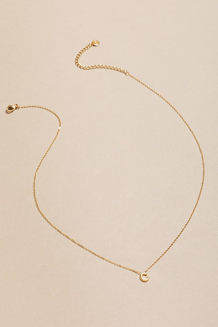 C Mini Initial Stainless Steel Pendant Necklace