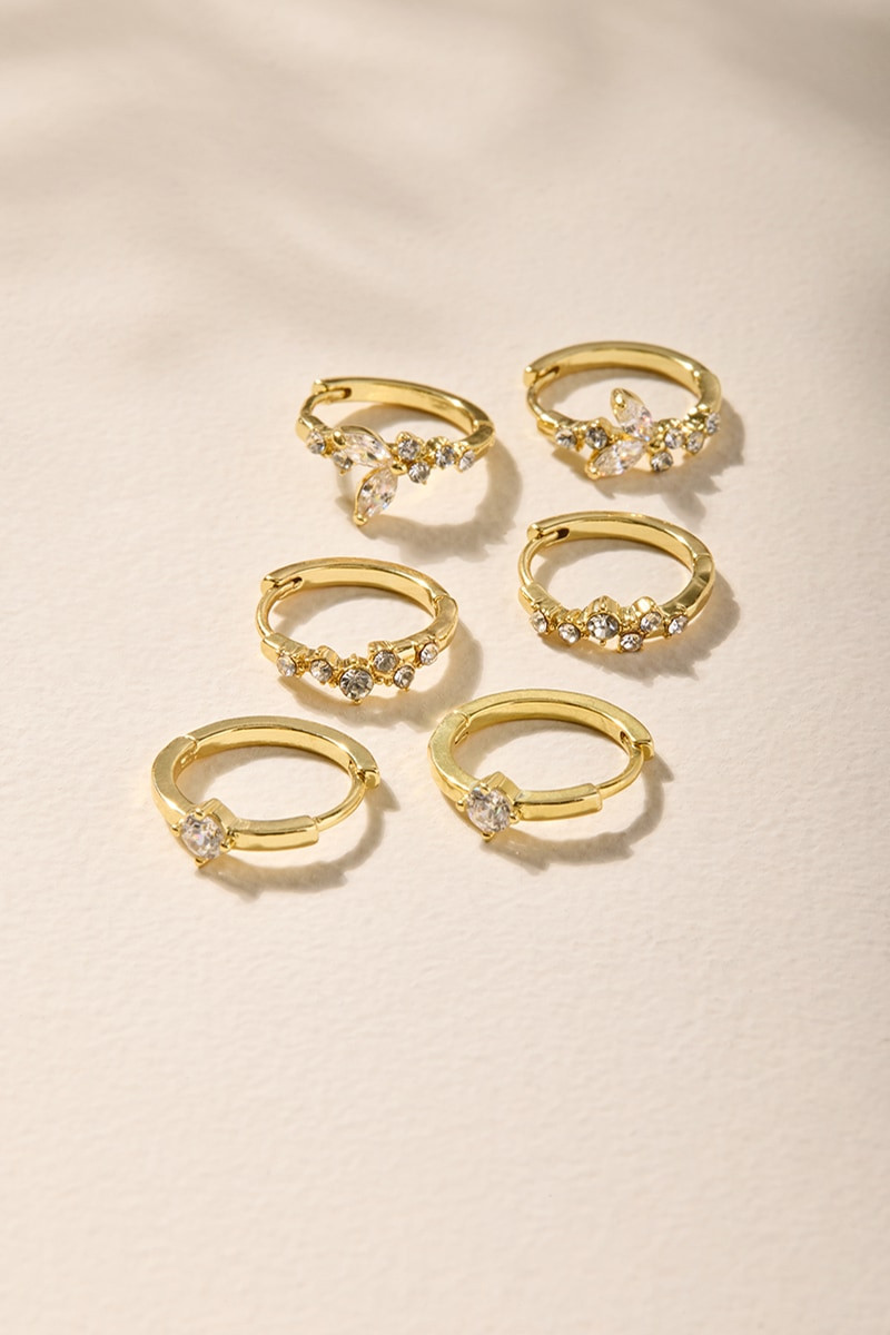 Zoey Delicate Crystal Hoop Earring Set