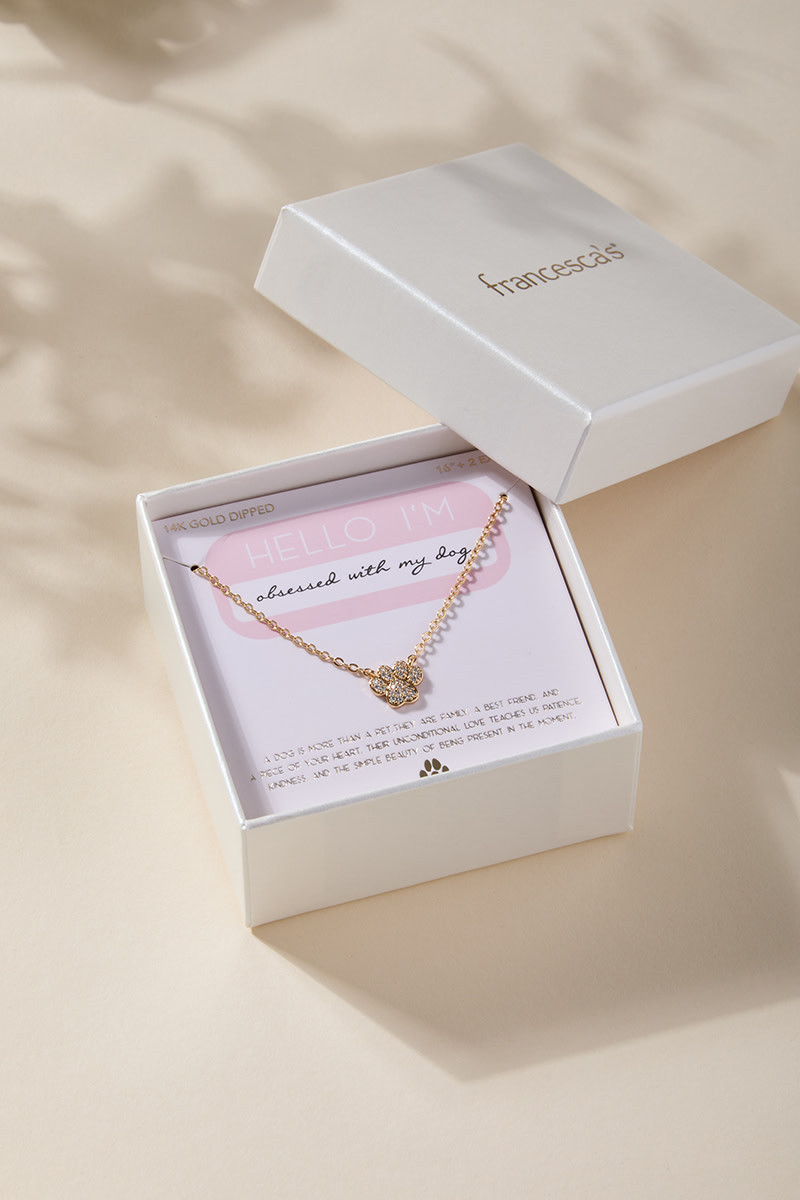 Dog Mom CZ Paw Pendant Necklace