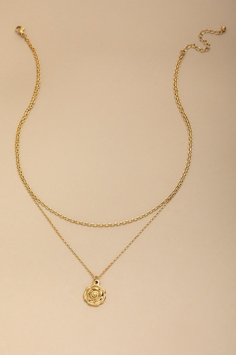 Eliza Stainless Steel Rose Pendant Necklace