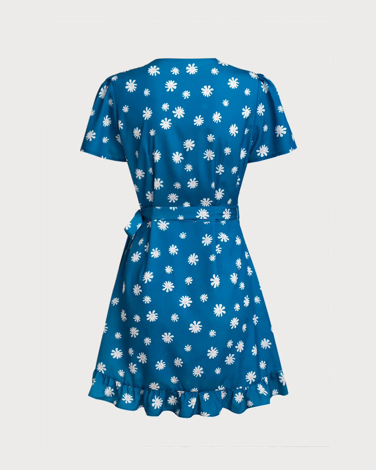 Blue Floral A-Line Wrap Mini Dress