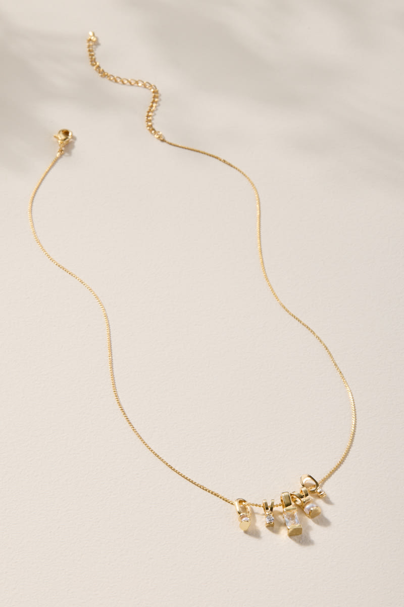 Clare Crystal Charm Pendant Necklace