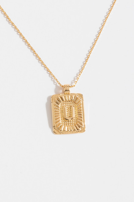Initial ID Tag Pendant Necklace