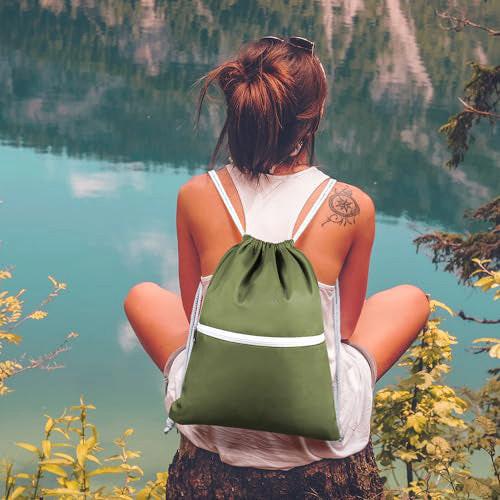 Only-bags.store Rucksack mit Kordelzug Turnbeutel Turnbeutel mit Außentasche Verstellbarer Kordelzug Turnbeutel mit Innentasche für Sport und Reisen