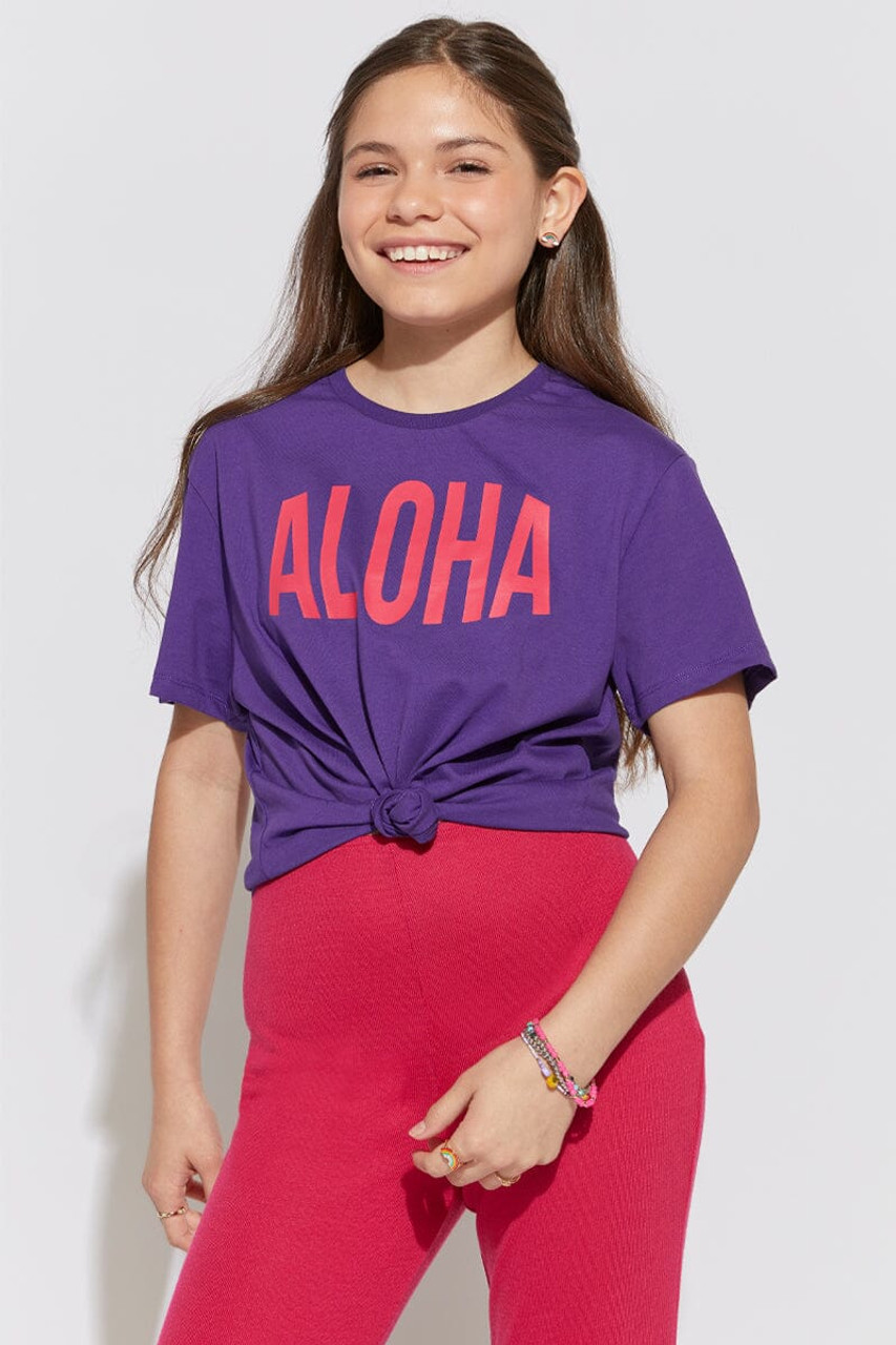 Hello Franki Aloha Purple Graphic Tee for girls