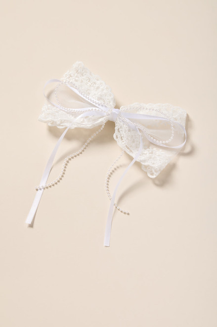 Aida Lace and Pearl Hair Bow Barrette