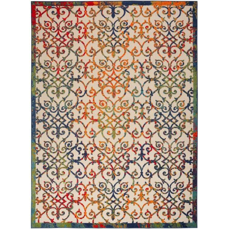 Brickhouse Ivory/Blue/Orange Indoor/Outdoor Rug