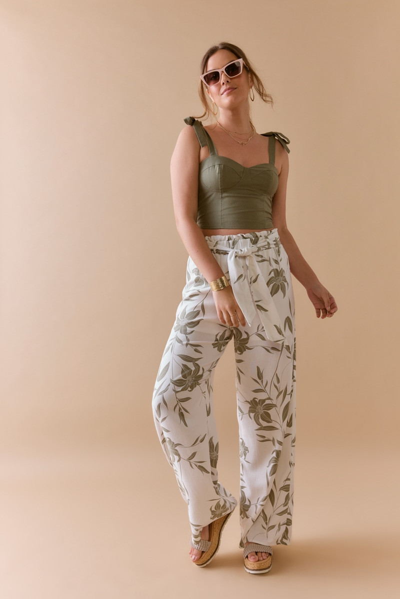 Lauren Bow Shoulder Strap Corset Tank Top