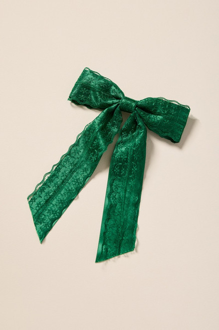 Lea Lace Trim Bow Hair Barrette