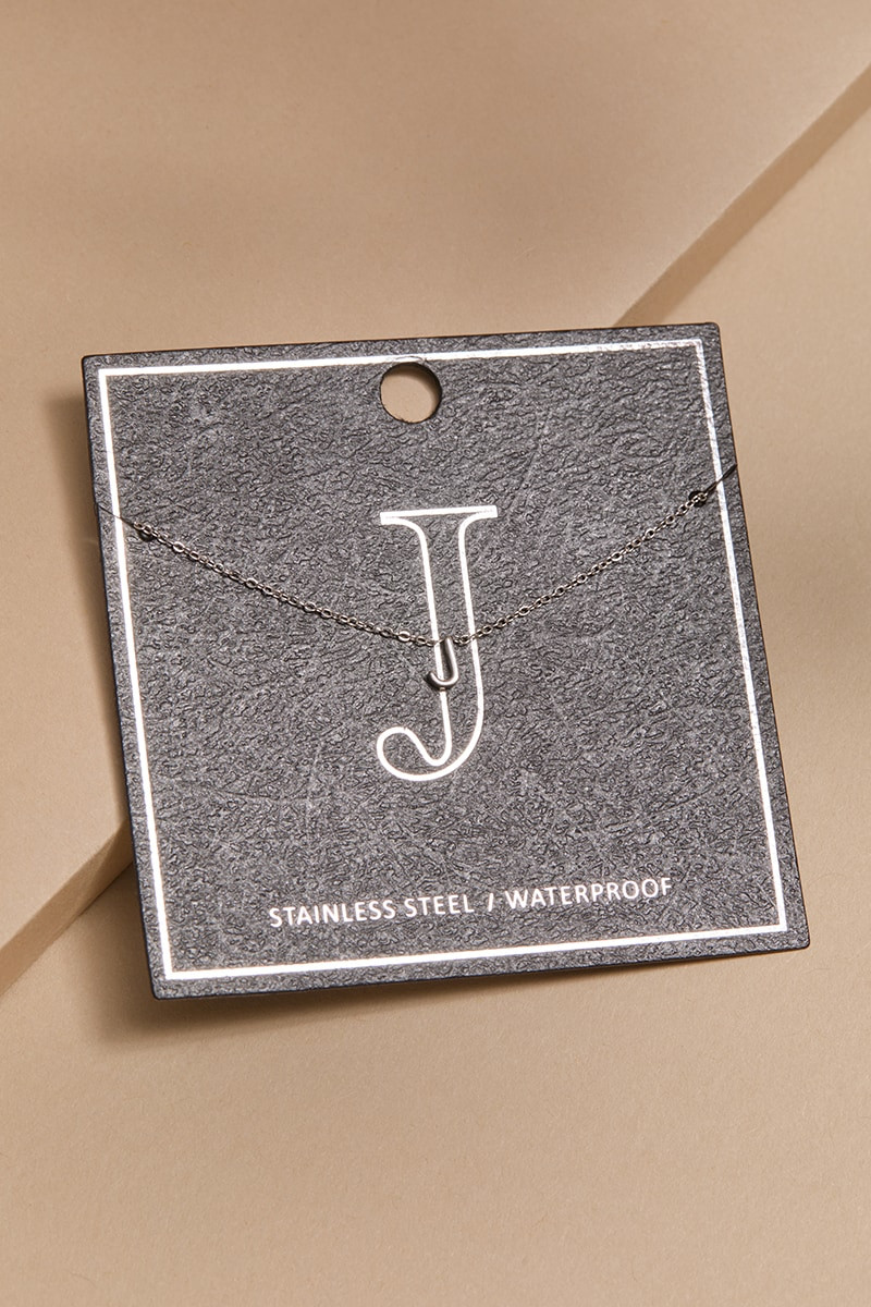 J Stainless Steel Mini Initial Necklace