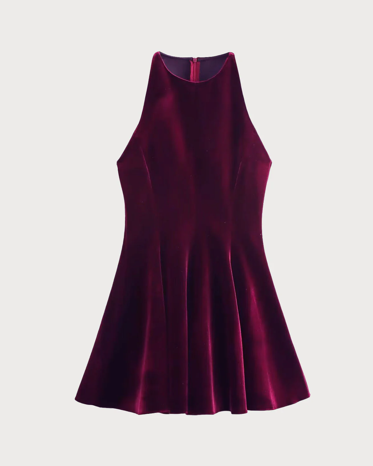 Wine Red Velour Sleeveless Mini Dress