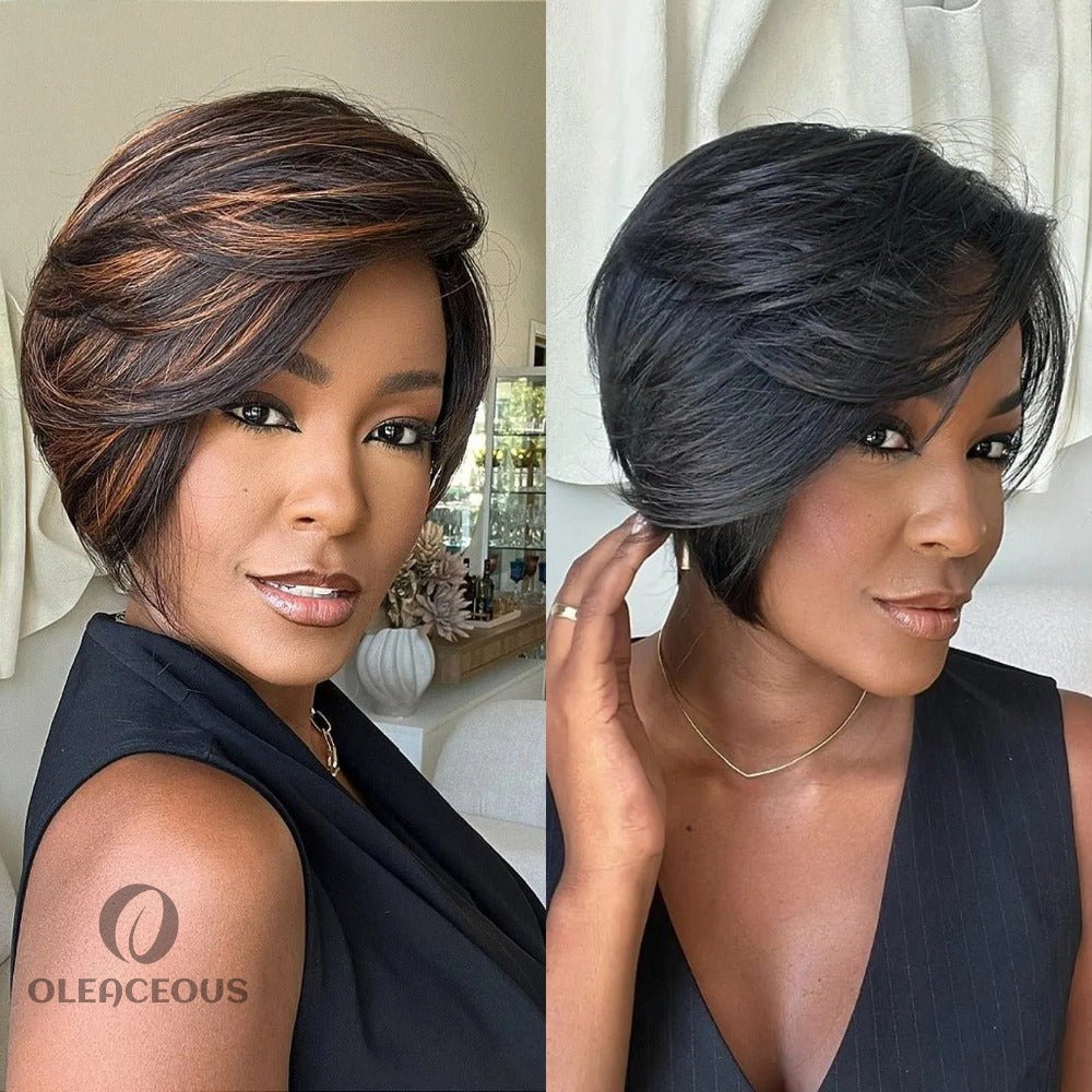 Boss Lady Side Part Layered Pixie Cuts Wig