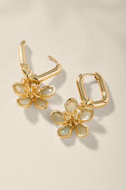 Mona Flower Charm Hoop Earrings