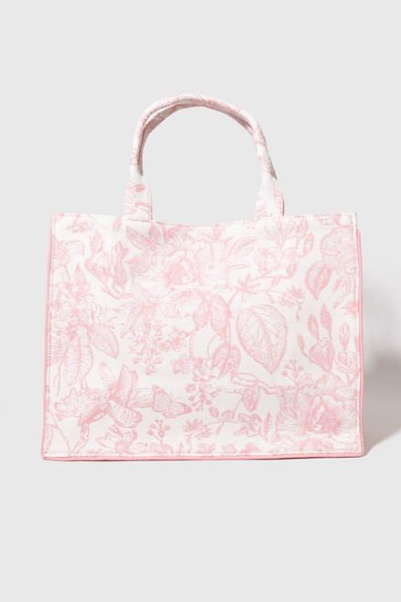 Jeanna Floral Canvas Tote Bag Blush