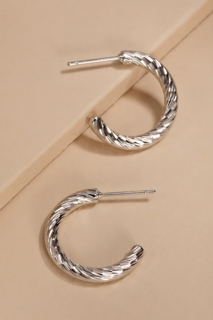 Deana Knife Cut Textured Huggie Hoop Earrings