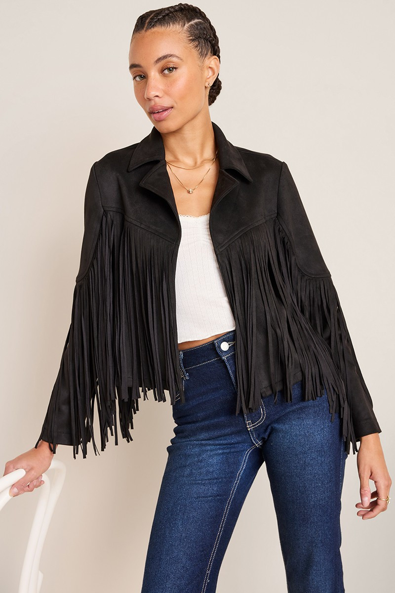 Pamela Fringe Faux Suede Jacket