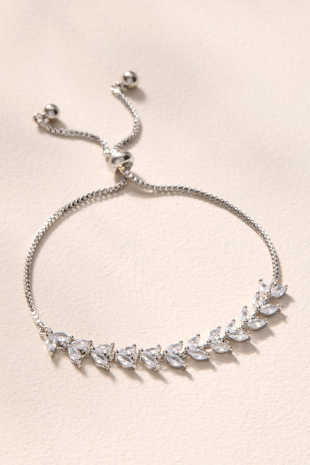 Jenna Crystal Leaf Pull Tie Bracelet