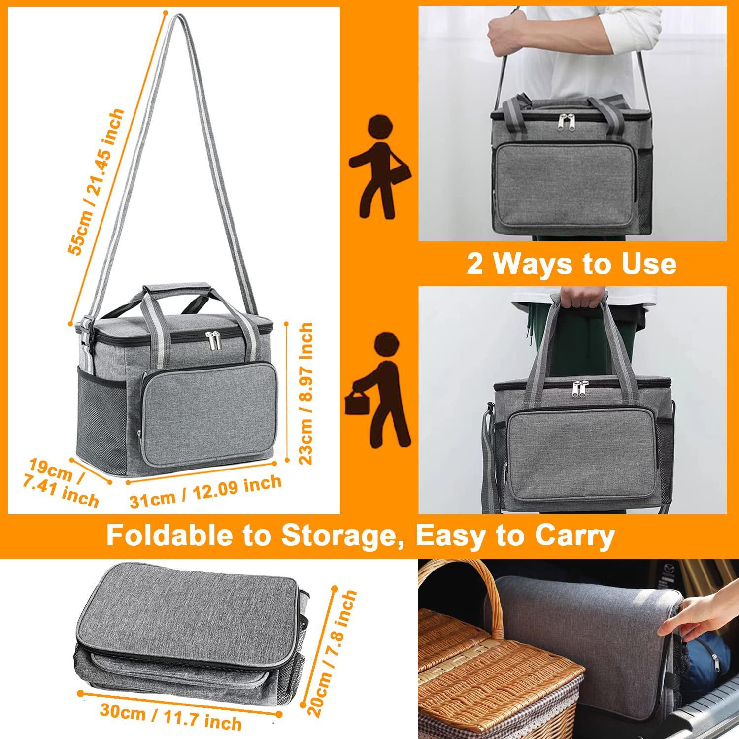 Only-bags.store Kühltasche Picknicktasche kleine faltbare Thermotasche für Lebensmittel isolierte Tasche wasserdichte Lunchbag Gefriertasche