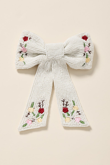 Kelly Floral Beaded Bow Hair Barrette