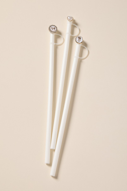 Bow Heart Rose Straw Topper Set